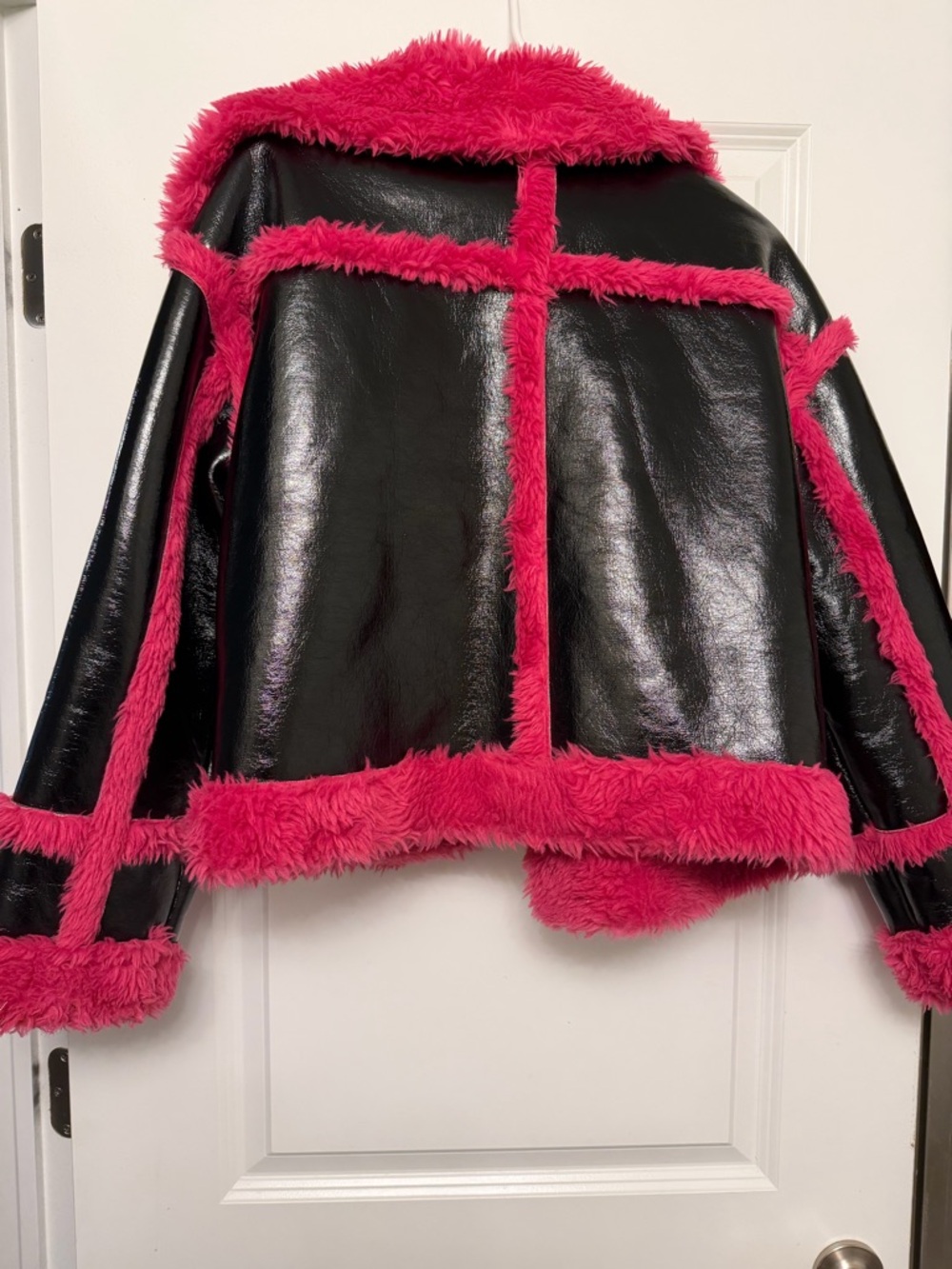 Leather faux fur jacket